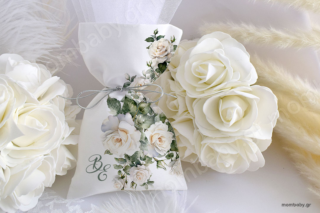 Μπομπονιέρα Γάμου Λευκά Τριαντάφυλλα