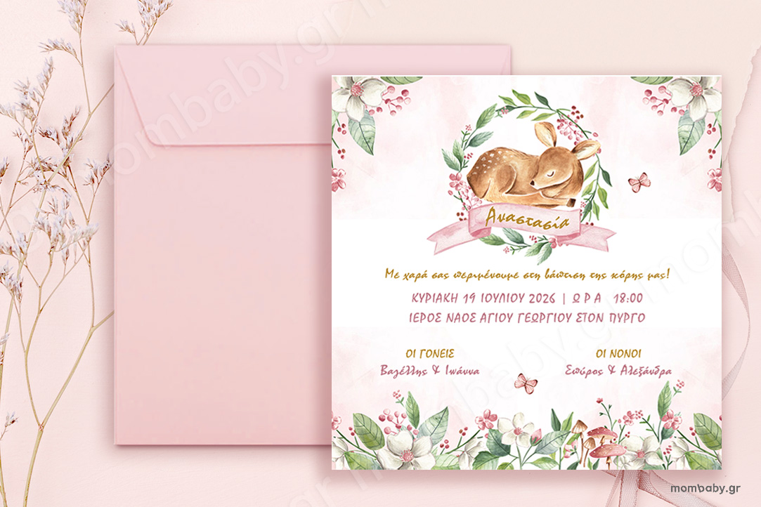 Προσκλητήριο βάπτισης Ελάφι